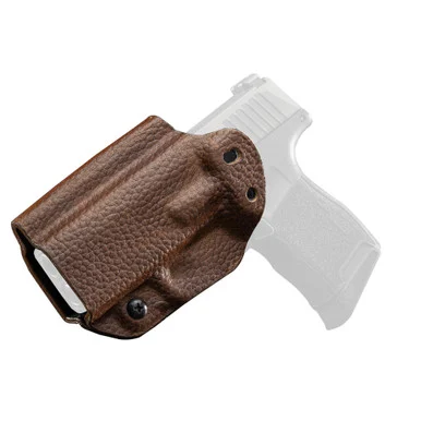 Mission First Tactical Hybrid Holster, Inside Waistband Holster, Ambidextrous, Fits Glock 43/43X, Kydex with Leather Shell, Includes 1.5" Belt Attachment, Brown H3-GL-3-BR1
