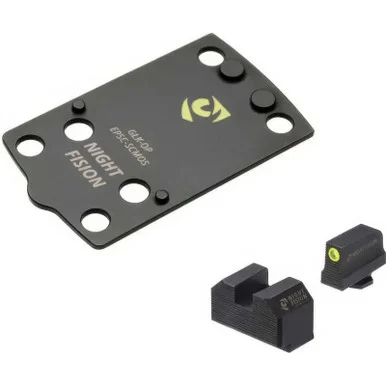 NIGHT FISION EPS Carry to Glock 43x MOS Optic Plate with Tritium Yellow Front Sight Combo (GLK-OPBS-EPSC-43X-YGZX)