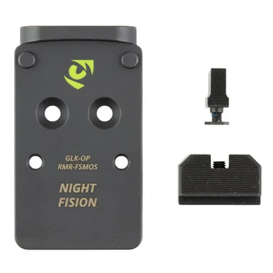 Night Fision GLK-OPBS-RMR-MOS-ZXZX, Optic Plate + Backup Sight Combo, Black Sights, RMR/507C Optic Plate