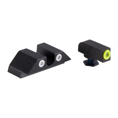 Night Fision Glock 17/19/33/46, Yellow Front & Clear U Notch Rear, Perfect Dot Night Sights, Black