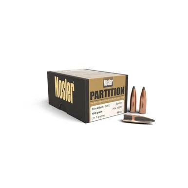 NOSLER Partition .30 Caliber .308" 180Gr Spitzer 50rd Box Rifle Bullets (16331)