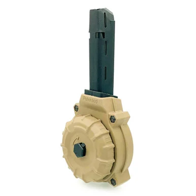 PROMAG 50rd Flat Dark Earth Polymer Drum Magazine for Glock 17/19 9mm (DRM-A11-FDE)
