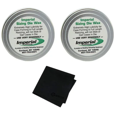 REDDING Imperial 2-Pack 1oz Sizing Die Wax With Gritr Microfibre (7500-x2-BUNDLE)
