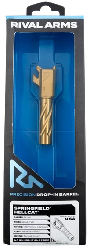 Rival Arms RARA20H101E, Precision V1 Match Grade Spiral Fluted Threaded Barrel, Gold PVD Finish