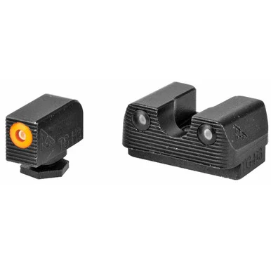 Rival Arms Tritium Night Sights, Orange Dot, Green Tritium, CNC-machined Stainless Steel, Black