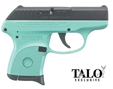 Ruger LCP, .380 ACP, 2.75" Barrel, 6 Rds, Blued/Turquoise Cerakote