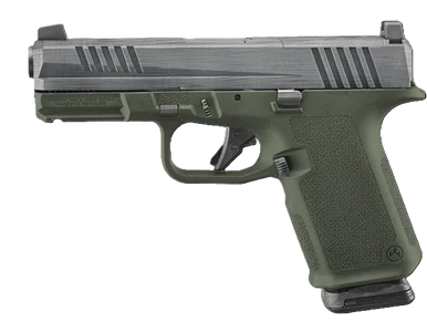Ruger RXM, 9MM, 4.00" Barrel, 15 Rds, Crushed Silver Battle Worn/Green Finish