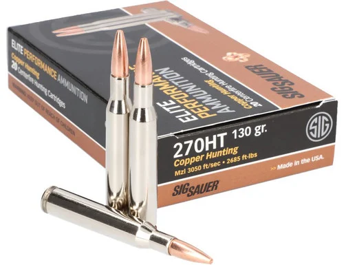 Sig Sauer Elite Performance 270 Winchester, 130gr, Copper Hunting, 20rd Box