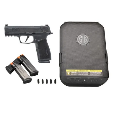 SIG SAUER P365-XMacro Kit w/ P365-XMacro 9mm 3.7in 3x 17rd Mags Pistol, Vaultek, 5 Dummy Rounds (365XCA-9-MS-VKIT)