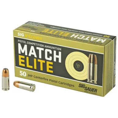 Sig Sauer V-Crown, 9MM, 115 Grain, Jacketed Hollow Point, 50Round Box E9MMA1-COMP-50