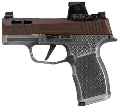 SIG Sauer X Debacle P365X, 9MM, RomeoX Red Dot, Brown Cerakote, Grey X-Stippled Frame