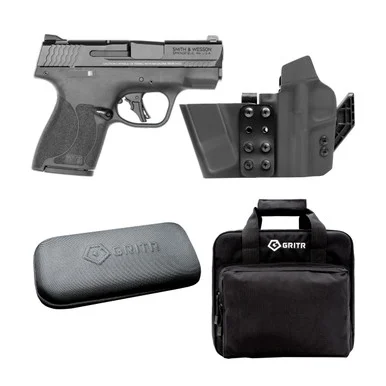 SMITH & WESSON M&P 9 Shield Plus 9mm 3.1in 2x10rd Pistol with GRITR IWB RH No Rail Gun Holster, Cleaning Kit & Soft Pistol Case