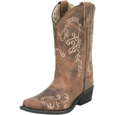 SMOKY MOUNTAIN BOOTS Girls Jolene Brown Waxed Distress Western Boot (3754)