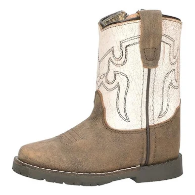 SMOKY MOUNTAIN BOOTS Kid's Autry Brown Distress/Antique WhiteLeather Western Boots (3109T)