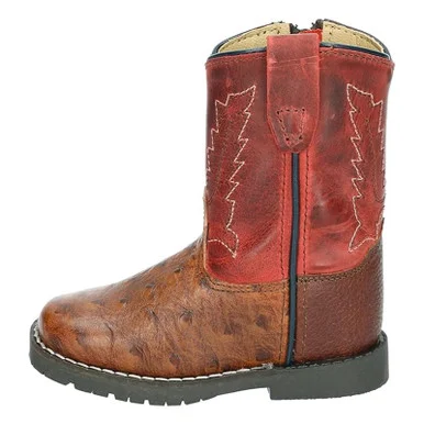 SMOKY MOUNTAIN BOOTS Toddler Autry Cognac/Red Leather Western Boots (3057T)