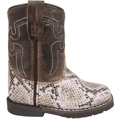 SMOKY MOUNTAIN BOOTS Toddler Boys Autry White/Brown Waxed Distress Leather Western Boots (3124T)