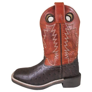 SMOKY MOUNTAIN BOOTS Youth Boys Colt Dark Brown/Burnt Orange Leather Western Boots (3238Y)