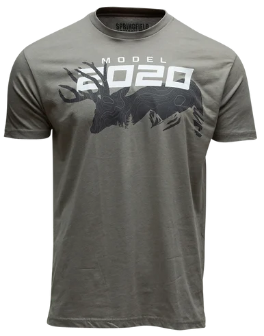 Springfield 2020 Mule Deer Men's T-Shirt, Stone Gray, Short Sleeve, Small