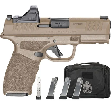 SPRINGFIELD ARMORY Hellcat Pro Compact OSPT 9mm Luger 3.7in 5x10rd Pistol with Viridian RFX-11 Green Dot Optic & Dual Range Bag (HCP9379FOSPLC-GU24)