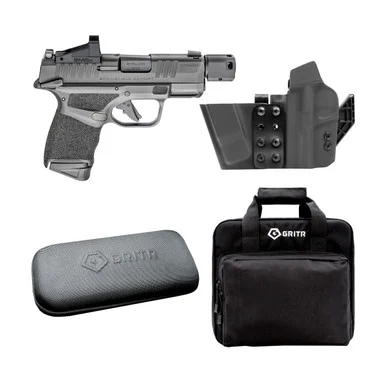 Springfield Hellcat RDP 9mm 11rd/13rd 3.8" Barrel Black Pistol with GRITR IWB LH Gun Holster, Cleaning Kit & Soft Pistol Case