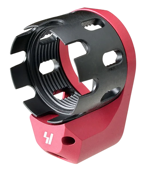 Strike Industries AR Enhanced Castle Nut & Extended End Plate Version 2 in Red 5.56x45mm
