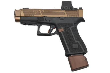 Taran Tactical Innovations Glock 43X, 9MM, Copperhead Finish, Romeo-X Optic, Radian Ramjet + Afterburner, includes magazine