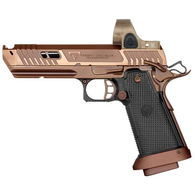Taran Tactical Innovations Sand Viper w/ Trijicon SRO, 9mm, 5.00" Compensated Barrel, Phantom Grip, Coyote Bronze
