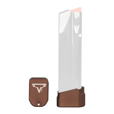 Taran Tactical Innovations Versatile Base Pad, Magazine Extension, +5 Rds, Coyote Bronze Anodized