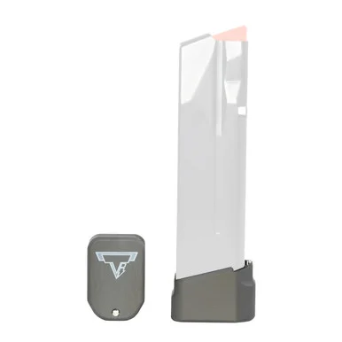 Taran Tactical Innovations Versatile Base Pad, Magazine Extension, +5 Rds, Titanium Gray Anodized