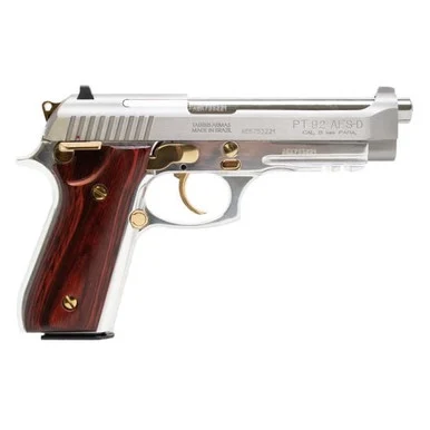 Taurus PT92, 9MM, 5.00" Barrel, 17 Rds, Stainless with Gold Accents