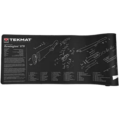 TekMat Ultra Mat, Remington 870, Thermoplastic Surface Protects Gun From Scratching, 1/4" Thick, 15"x44", Tube Packaging, Black TEK-R44-REM-870