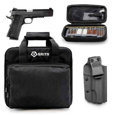 TISAS 1911 Duty .45 ACP 5in 8rd Semi-Automatic Pistol with Gritr 1911 IWB Right Hand Kydex Holster, Gritr Multi-Caliber Cleaning Kit and Gritr Soft Pistol Case