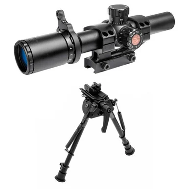 TRUGLO Tru-Brite 30 Series 1-6x24 Dual-Color Illum. Reticle Riflescope with Mount + Tac-Pod Adjustable Folding Bipod (TG8516TL+TG8902S)