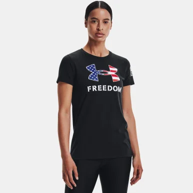UNDER ARMOUR Women's Freedom Logo Black/White T-Shirt (1370815-002)