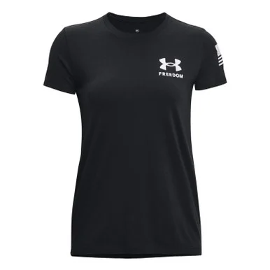 UNDER ARMOUR Women's UA Freedom Banner Medium Black/White T-Shirt (1370819-001-MD)