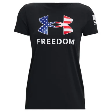 UNDER ARMOUR Women's UA Freedom Logo Medium Black/White T-Shirt (1370815-002-MD)