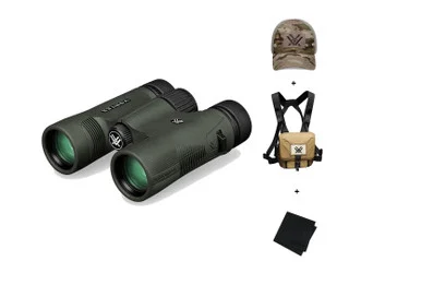 VORTEX Diamondback HD 10x28 Binocularw/ GlassPak Harness Case, Multicam Camo Cap and Microfiber Cleaning Cloth