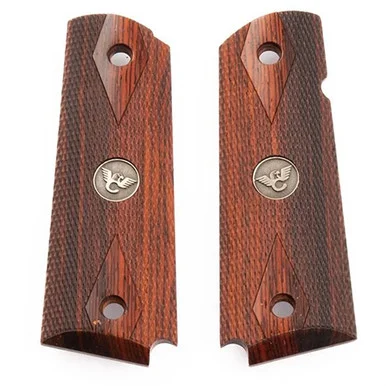 Wilson Cocobolo Grips, 1911 Government, Checkered, Ambidextrous Safety Cut, Brown
