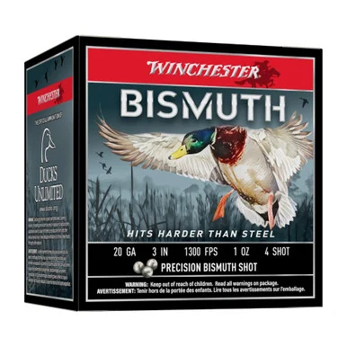 WINCHESTER AMMO Bismuth 20Ga 3in 1-1/8oz Shot Size 4 25rd ShotgunShells (SWB2034)