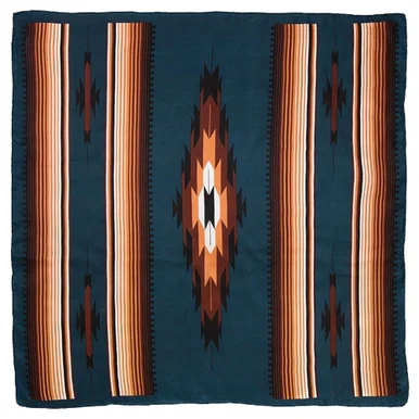 WYOMING TRADERS Aztec Teal Tan Regular Silk Scarf (ATT)