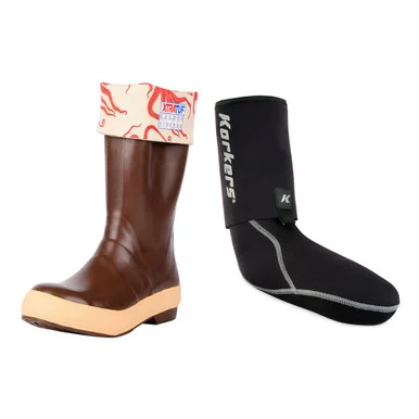 XTRATUF Womens Legacy 15in Salmon Sister Octopus Print Copper/Tan Size 11 Boot With KORKERS I-Drain Neoprene 3.5mm Black Size L Guard Sock